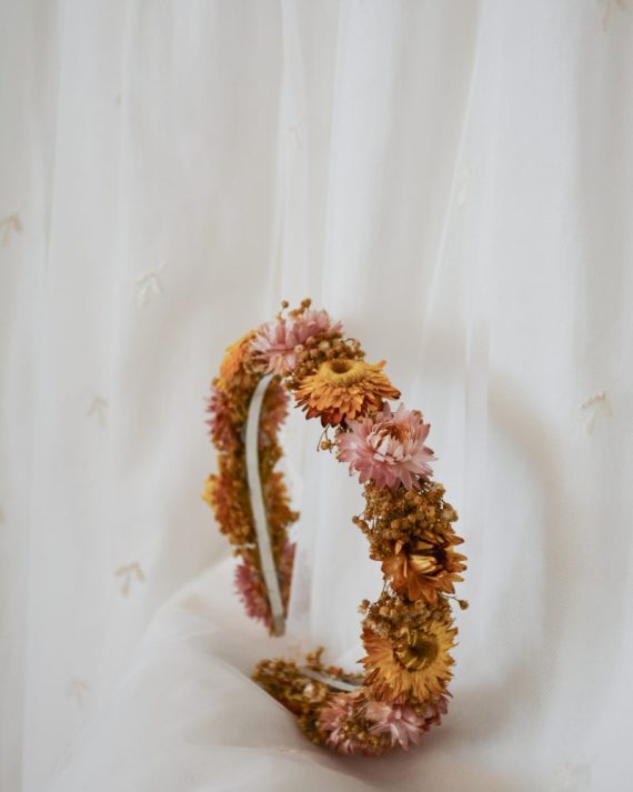 Diadema Flores Secas Novia Comunión Sienna